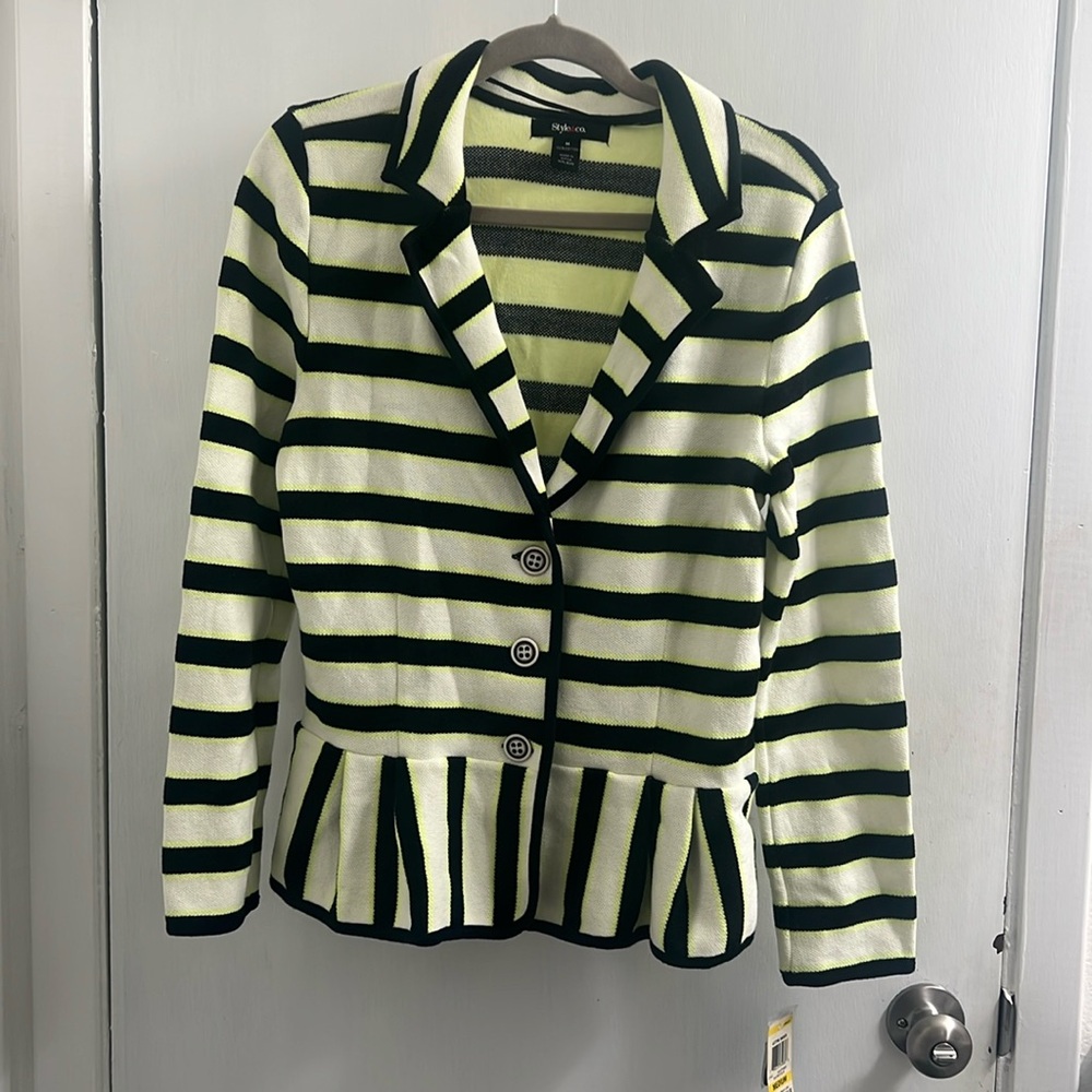 Style & co black & neon yellow blazer size medium, new